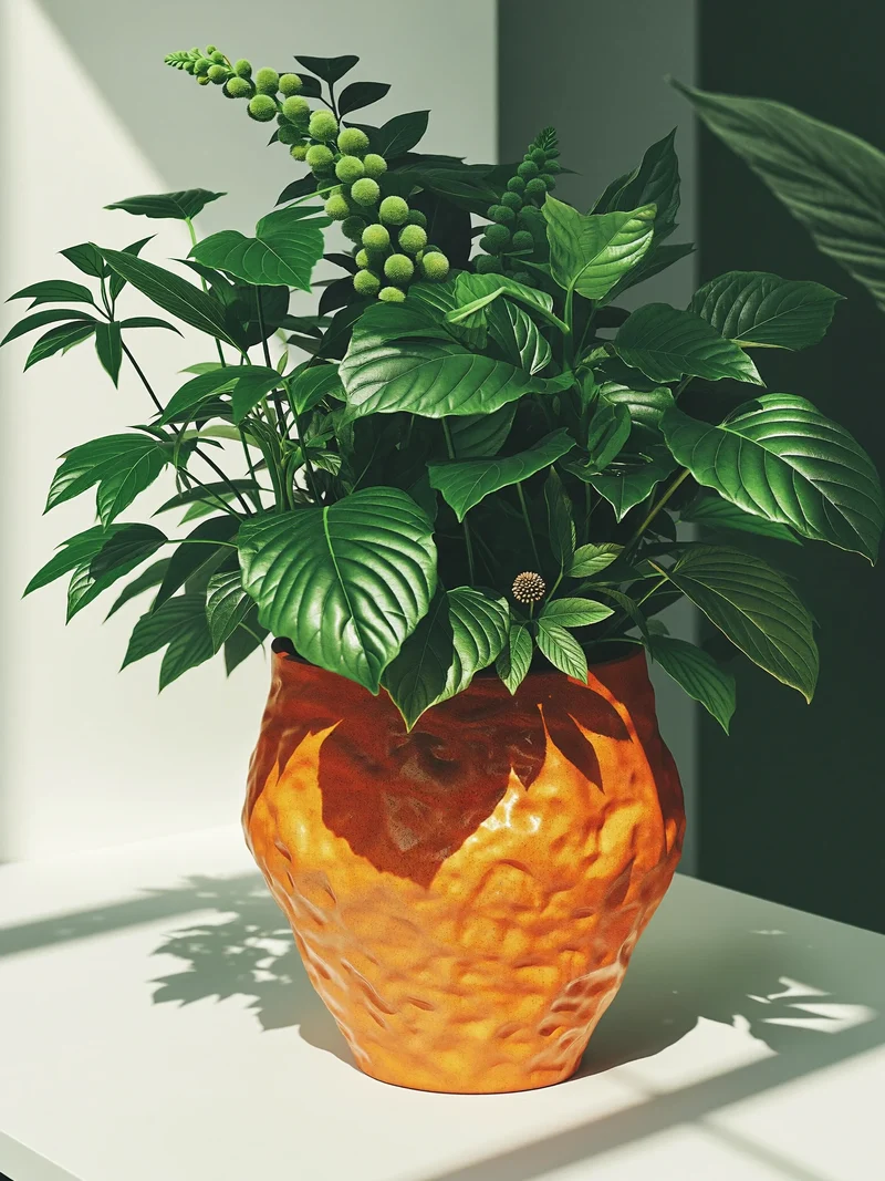 Illustrazione concettuale: vaso in terracotta dalla superficie texturizzata.